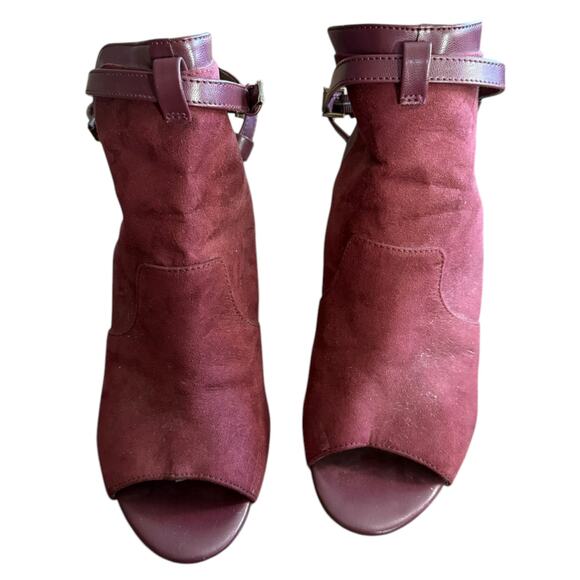 Penny Love Kenny Maroon Red Suede Strappy Block Heels Size 10 - Picture 3 of 8